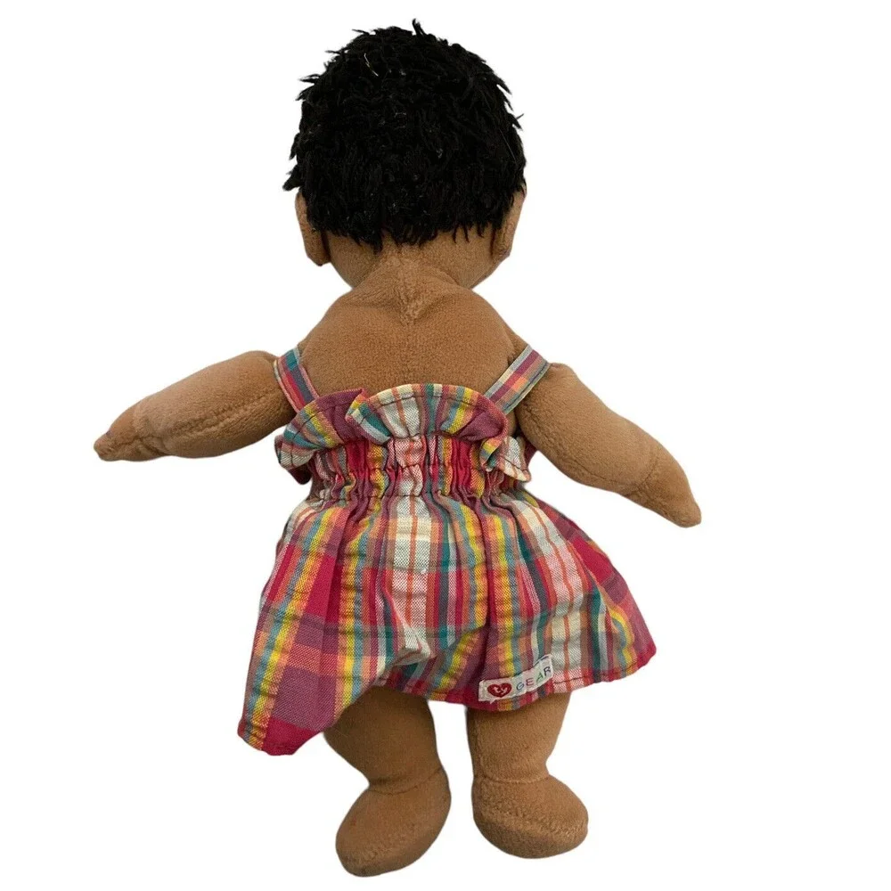 Ty Beanie Kids Dark Skin Plaid Dress Cutie No Paper Tag
